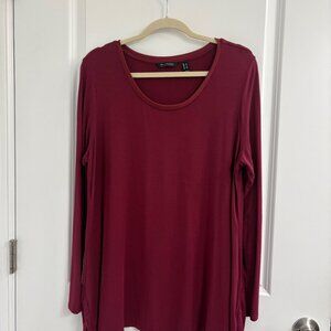 H by Halston L Large Long Sleeve Tunic Shirt Maroon